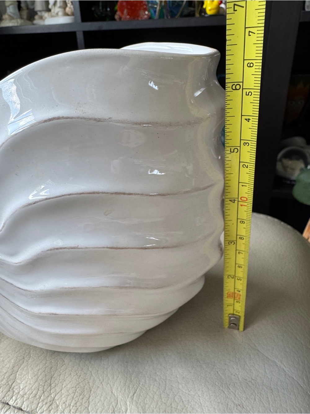 White Ceramic Nautilus Shell Sculpture - Decorative Home Art - Picture 6 of 7